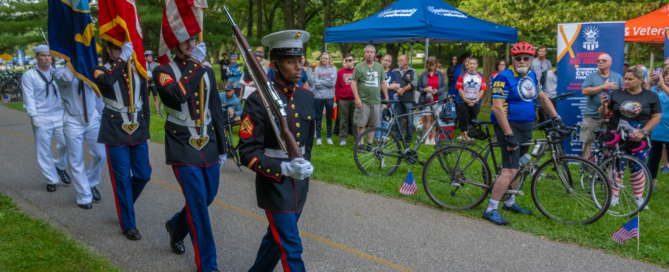 Color Guard during the ceremony at Easterseals Redwood's Honor Ride. Supporting Military and Veteran Services.