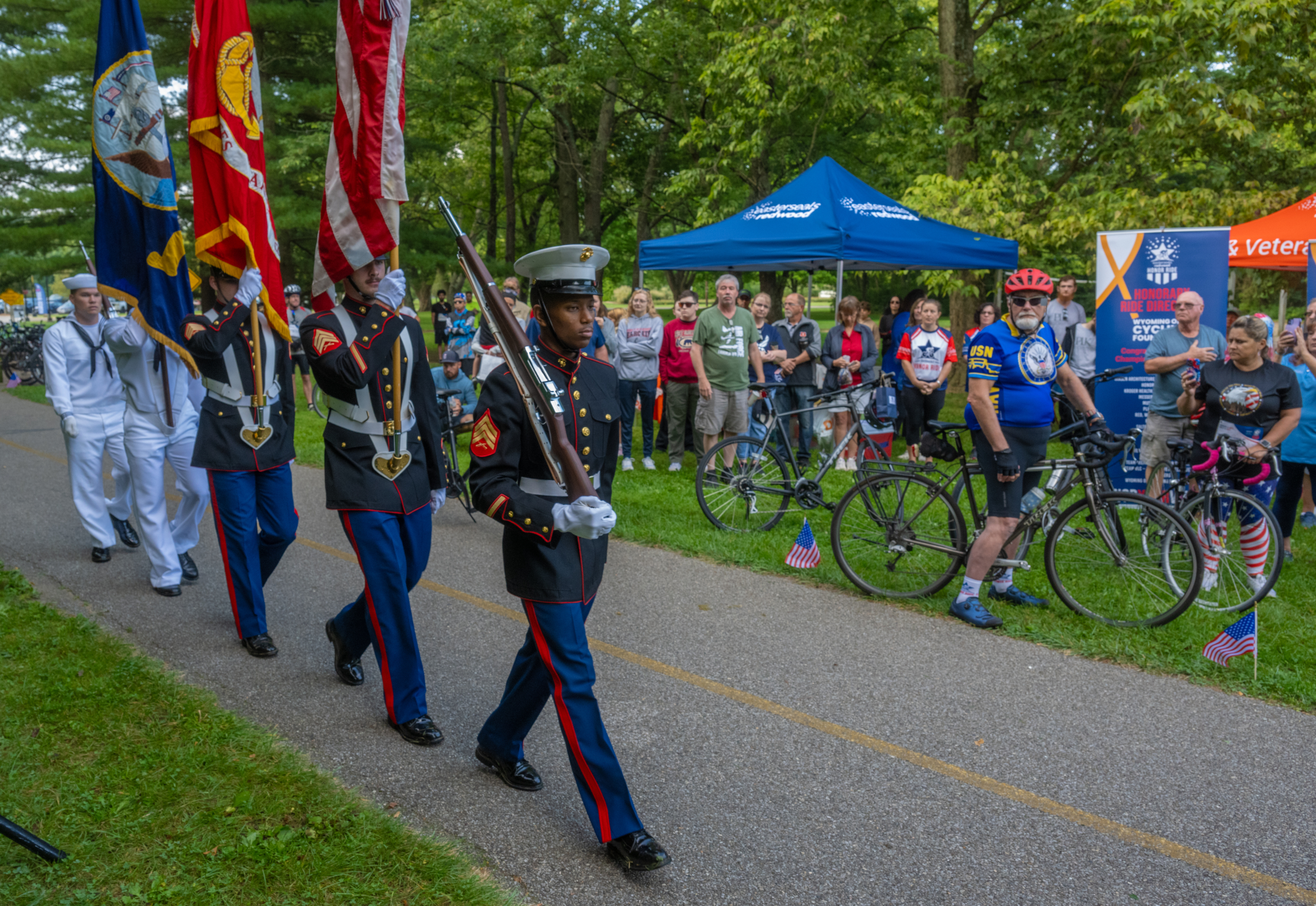 Color Guard during the ceremony at Easterseals Redwood's Honor Ride. Supporting Military and Veteran Services.